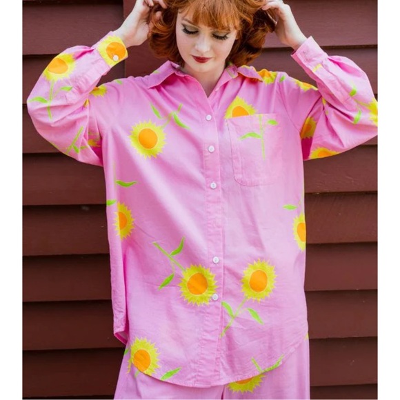 Jericho Road Clothing Sunny Days Oversized Shirt Button Up Pink Floral Size 18 - Picture 11 of 11